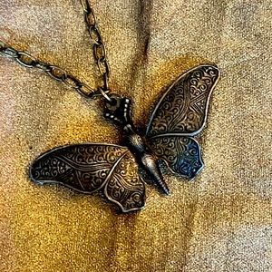 Vintage Brass Lunar Moth Necklace
